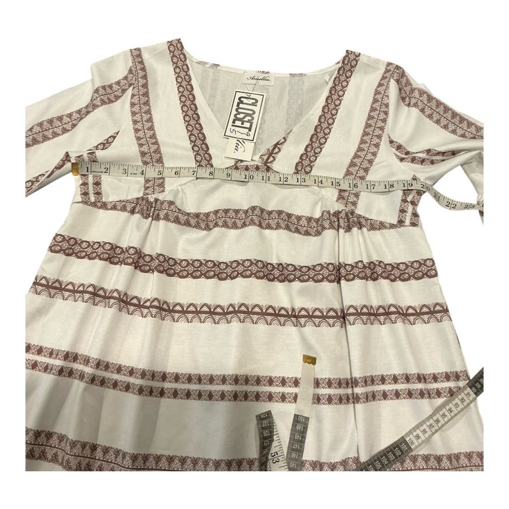 Amellia Women’s Boho Midi Dress Embroidered White Brown Size Large - Picture 6 of 8